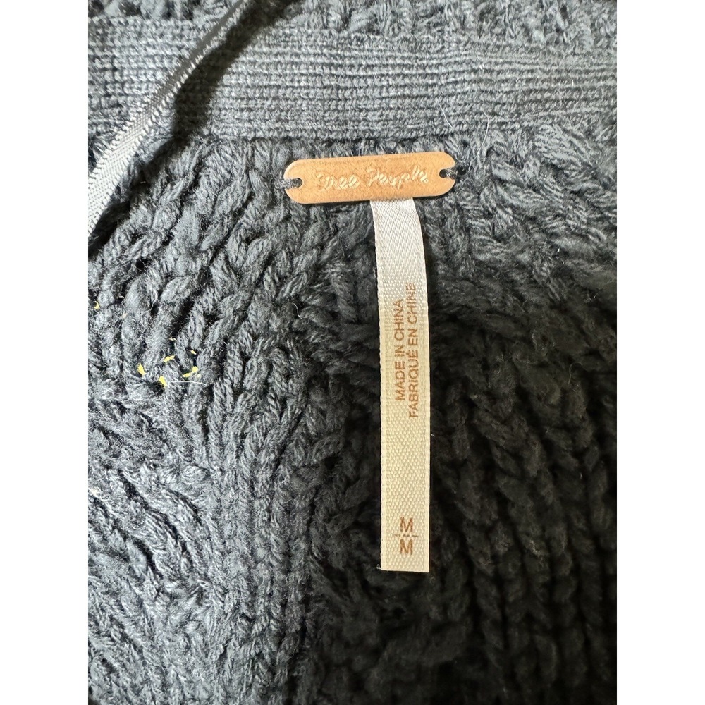 Free People Montana Cable Cardi Black Women's Size Medium - Picture 9 of 12